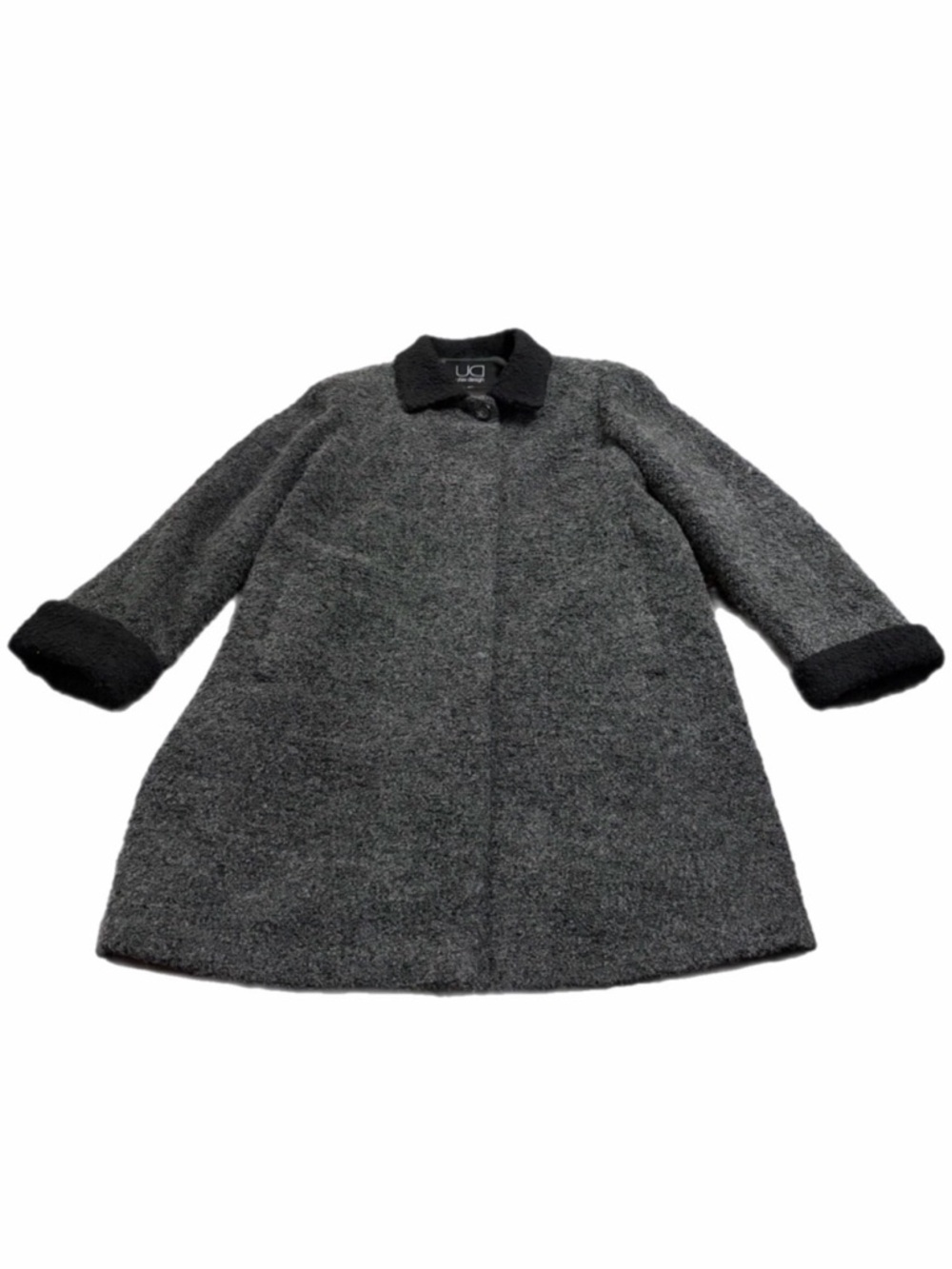 90s Y2K Vintage UD Utex Design Wool Sherpa Heavyweight Long Coat (Charcoal) L